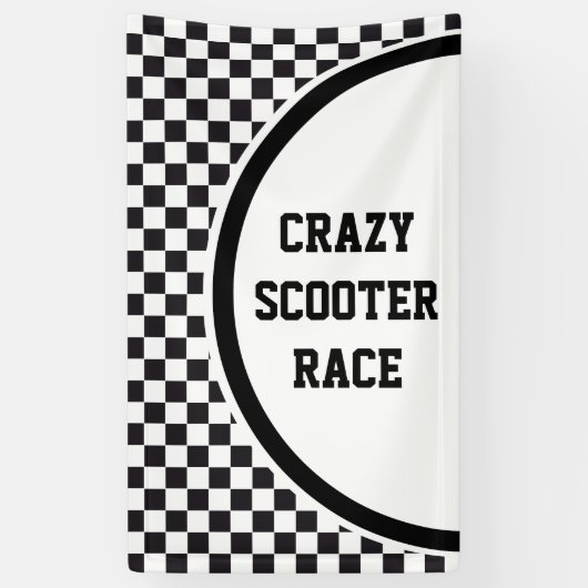 Car Racing / Chess Pattern + uw ruggengraat. en id Spandoek (Verticaal)
