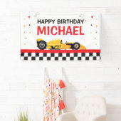 Car racing Happy Birthday backdrop Spandoek (Insitu)