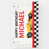 Car racing Happy Birthday backdrop Spandoek (Verticaal)