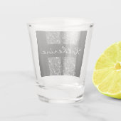 Car Racing Lover Silver Glitter Stripes Name Shot Glas (Achterkant)