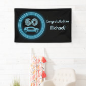 Car Racing Theme 'Neon' Blue op Black Custom Man Spandoek (Insitu)