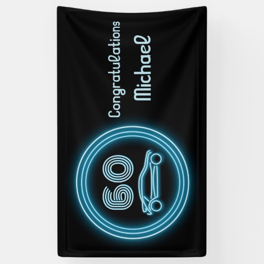 Car Racing Theme 'Neon' Blue op Black Custom Man Spandoek (Verticaal)