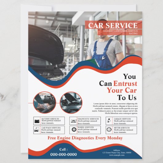 Car Service Flyer Sjabloon (Voorkant)
