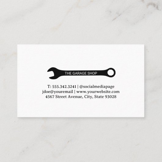 Car Services-diagram | mechanisch handgereedschap Visitekaartje (Achterkant)