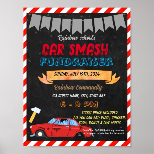 Car smash fundraiser school sjabloon poster (Voorkant)