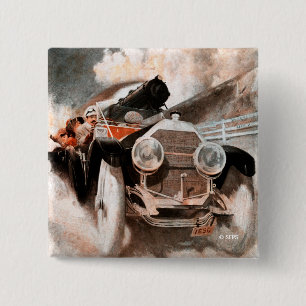 Car vs Train door William Harnden Foster Vierkante Button 5,1 Cm