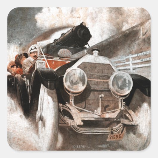 Car vs Train door William Harnden Foster Vierkante Sticker (Voorkant)