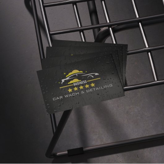 Car Wach & Auto detailing rofessional Water black Visitekaartje