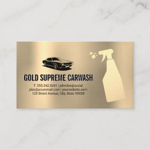 Car Wash Cleaning Service Gold Metallic Background Visitekaartje