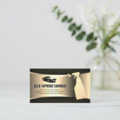 Car Wash Cleaning Service Gold Metallic Black Mesh Visitekaartje (Staand voorkant)