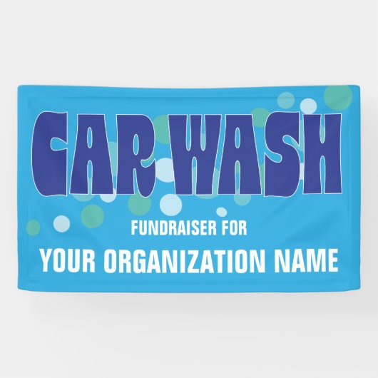 Car Wash Fundraiser Event Blauwe Bubbels Spandoek (Horizontaal)