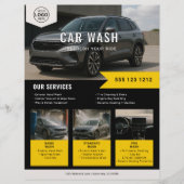 Car Wash Rental Business Zwart Geel Flyer (Voorkant)