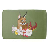 Caracal Wild Cat Floral Green Badmat (Voorkant)
