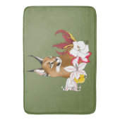 Caracal Wild Cat Floral Green Badmat (Voorkant Verticaal)