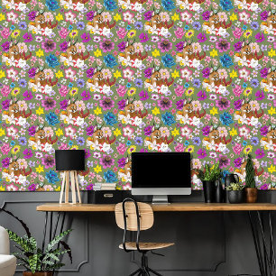 Caracal Wild Cat Floral Green Behang