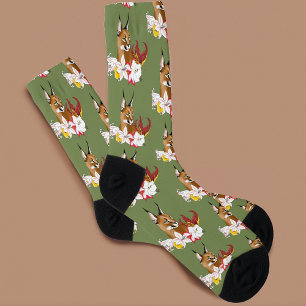Caracal Wild Cat Floral Green Sokken