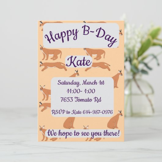 Caracals Happy Birthday Kaart (Staand voorkant)