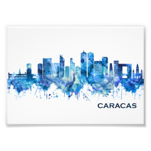 Caracas Venezuela Skyline Blue Foto Afdruk