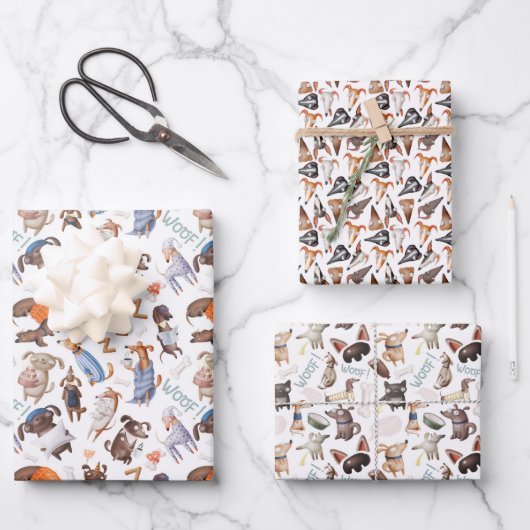 Caractère Chiens Enveloppement Papier Ensemble de  (Recto)