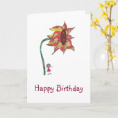 Caractère de carte d'anniversaire avec grande fleu (Fleur jaune)