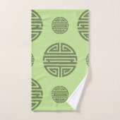 Caractère de longévité chinois Shou vert jade (Serviette à main)