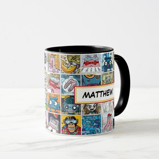 Caractères comiques Enfants Nom du Motif Mug (Devant droit)