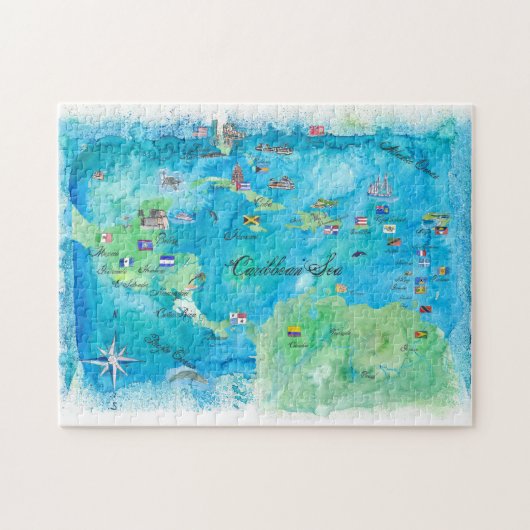Caraïben Cruvel Poster Map Antilles West Legpuzzel (Horizontaal)