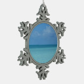 Caraïben Horizon Tropical Turquoise Blue Tin Sneeuwvlok Ornament (Links)