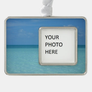 Caraïben Horizon Tropical Turquoise Blue Verzilverd Kader Ornament