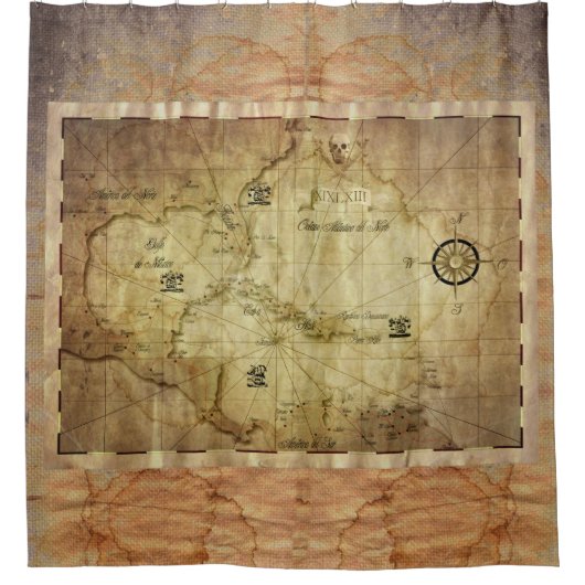 Caraïbes - ancienne carte... rideau de douche (Devant)