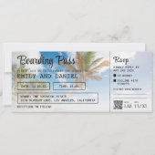 Caraïbisch Bestemming Boarding Pass Bruiloft Kaart (Voorkant)