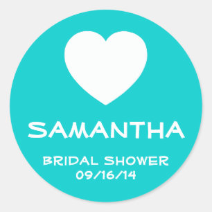 Caraïbisch blauw en wit Heart voor zeehonden Ronde Sticker