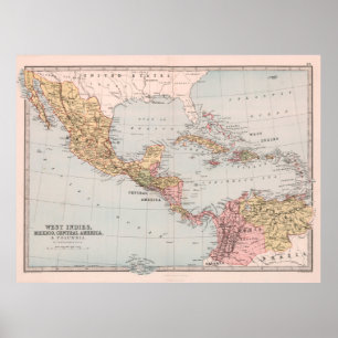 Caraïbisch gebied en Latijns-Amerika (kaart 1871) Poster