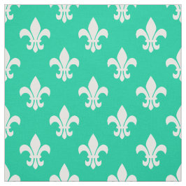 Caraïbisch groen, witte vlooier de lis pattern stof