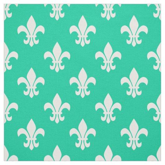 Caraïbisch groen, witte vlooier de lis pattern stof (Swatch)