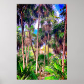 Caraïbisch huis in de Oerwoud Palm Trees Poster (Voorkant)