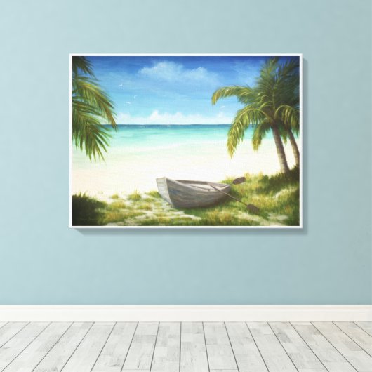 Caraïbisch perzeekafdruk - gebleekt canvas afdruk (Insitu (Houten vloer))