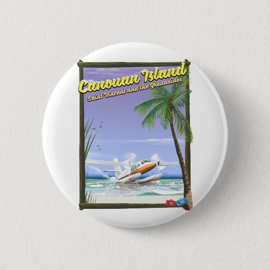 Caraïbisch poster, Canouaneilanden, paradijs. Ronde Button 5,7 Cm (Voorkant)