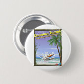 Caraïbisch poster, Canouaneilanden, paradijs. Ronde Button 5,7 Cm (Voorkant /achterkant)