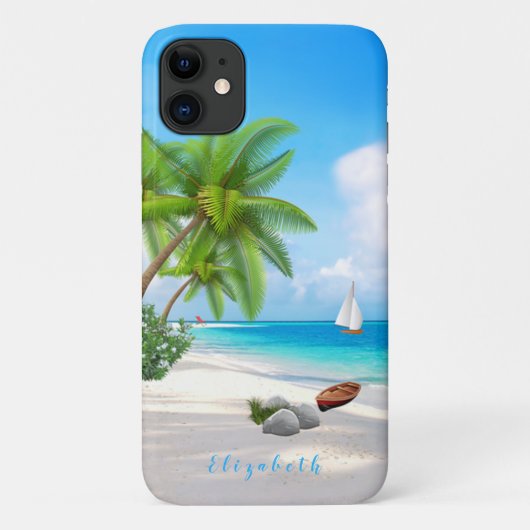 Caraïbisch strand Illustratienaam Sjabloon Case-Mate iPhone Case (Achterkant)