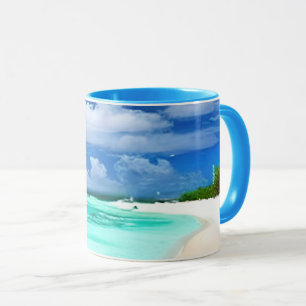 Caraïbisch strand met Deep Blue Summer Sky Mok