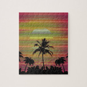 Caraïbisch Sunset Vaporwave Aesthetische Retro 80 Legpuzzel
