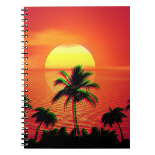 Caraïbisch Sunset Vaporwave Aesthetische Retro 80 Notitieboek