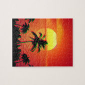 Caraïbisch Sunset Vaporwave Aesthetische Retro 80s Legpuzzel (Horizontaal)