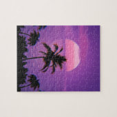 Caraïbisch Sunset Vaporwave Aesthetische Retro 80s Legpuzzel (Horizontaal)
