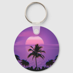 Caraïbisch Sunset Vaporwave Aesthetische Retro 80s Sleutelhanger