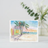 Caraïbisch Surf: Beach Bar en Sunset Briefkaart (Staand voorkant)