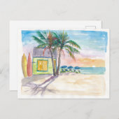Caraïbisch Surf: Beach Bar en Sunset Briefkaart (Voorkant / Achterkant)