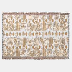 Caraïbisch Tribal Mudcloth: Wit, Goud Deken