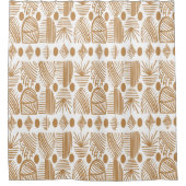 Caraïbisch Tribal Mudcloth: Wit, Goud Douchegordijn (Voorkant)